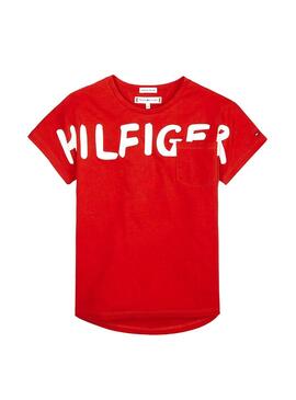 Camiseta Tommy Hilfiger Bold Text Rojo Niña