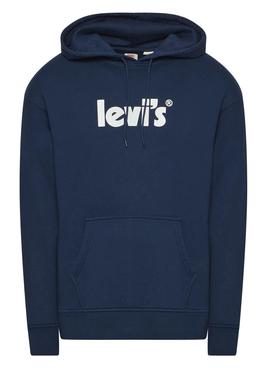 Sudadera Levis Graphic Capucha Azul Para Hombre