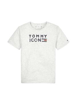 Camiseta Tommy Hilfiger Flag Icon Gris Niña