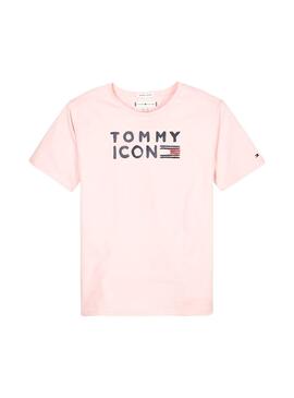 Camiseta Tommy Hilfiger Flag Icon Rosa Niña
