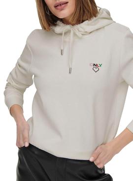 Sudadera Only Noomi Logo Beige Con Capucha Mujer