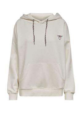 Sudadera Only Noomi Logo Beige Con Capucha Mujer