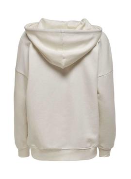Sudadera Only Noomi Logo Beige Con Capucha Mujer
