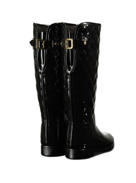 Bota Hunter Refined Gloss Quilt Tall Negro