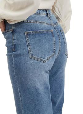 Pantalón Vaquero Vila Wider Azul para Mujer