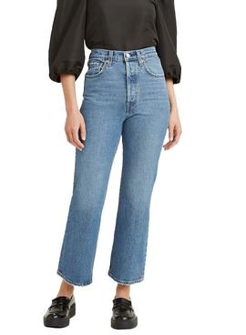 Pantalón Vaquero Levis Ribcage Crop Azul Mujer