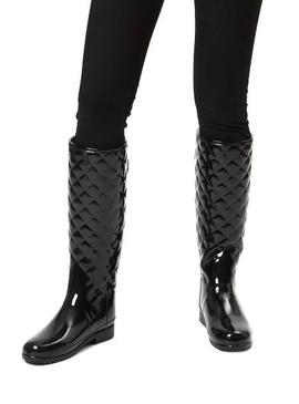 Bota Hunter Refined Gloss Quilt Tall Negro