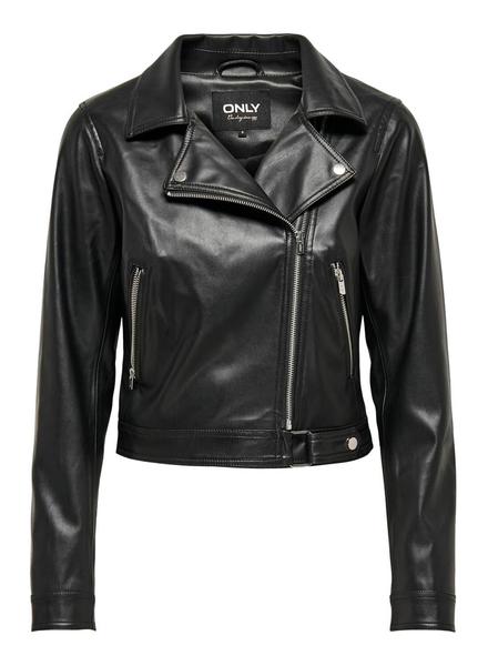 Cazadora Biker Only Negra Polipiel Mujer