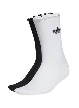 Calcetines Adidas Ruffle Blanco Negro Para Mujer