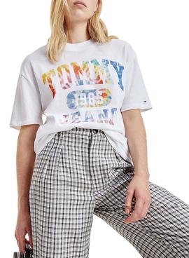 Camiseta Tommy Jeans Tie Dye Oversized Para Mujer
