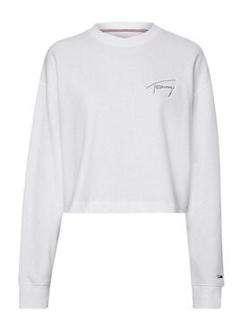 Sudadera Tommy Jeans Signature Crop Banco Mujer