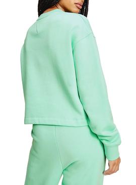 Sudadera Tommy Jeans Signature Crop Verde Mujer