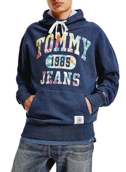 Sudadera Tommy Jeans College Tie Dye Azul Hombre