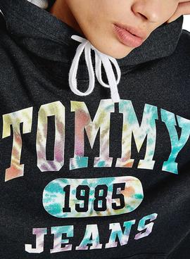Sudadera Tommy Jeans College Tie Dye Negro Hombre