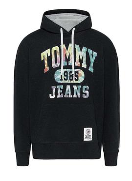 Sudadera Tommy Jeans College Tie Dye Negro Hombre