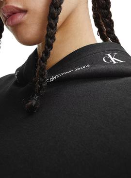 Sudadera Calvin Klein Logo Oversize Negro Mujer