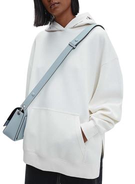 Sudadera Calvin Klein Logo Oversize Blanco Mujer