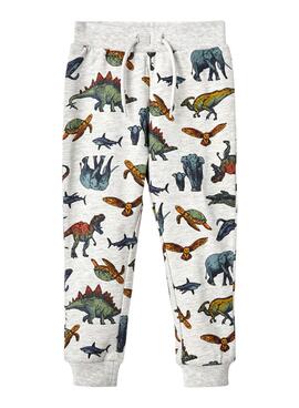 Pantalon Name It Beas Gris Dinosaurios para Niño