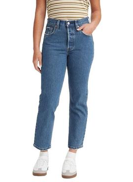 Pantalon Vaquero Levis 501 Crop Jazz Azul Mujer