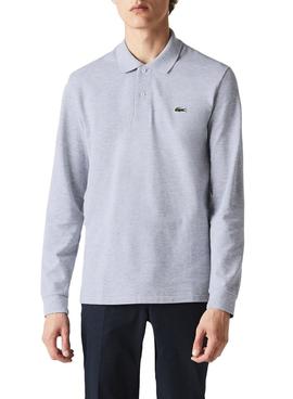 Polo Lacoste Basico Manga Larga Gris para Hombre