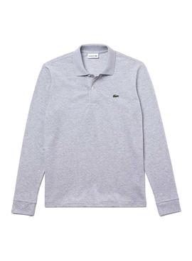Polo Lacoste Basico Manga Larga Gris para Hombre