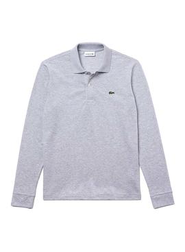 Polo Lacoste Basico Manga Larga Gris para Hombre