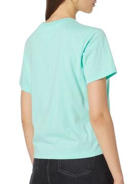 Camiseta Tommy Jeans Linear Logo Verde para Mujer
