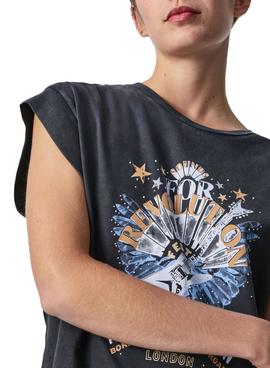 Camiseta Pepe Jeans Caroline Rock Negra para Mujer