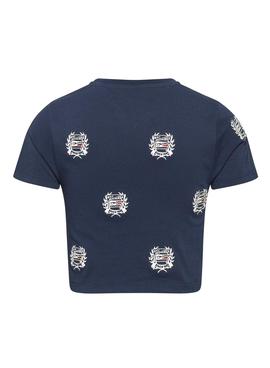 Camiseta Tommy Jeans Crop Logos Marino para Mujer