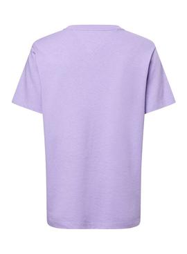 Camiseta Tommy Jeans Signature Violeta para Mujer