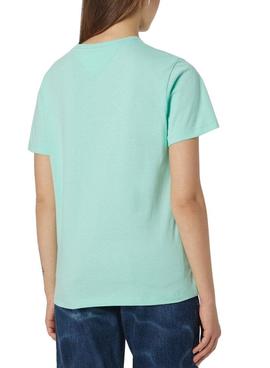 Camiseta Tommy Jeans Signature Verde para Mujer