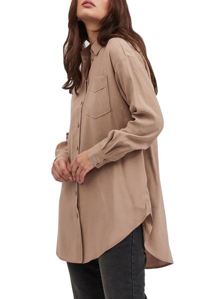 Camisa Vila Polinea oversize camel para mujer-a