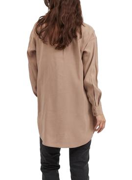 Camisa Vila Polinea Oversize Marron para Mujer