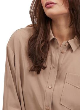 Camisa Vila Polinea Oversize Marron para Mujer