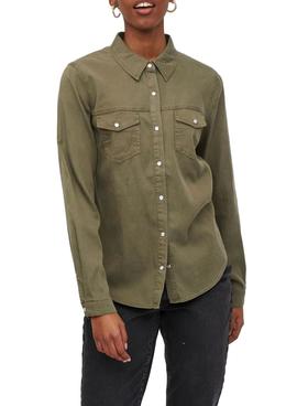 Camisa Vaquera Vila Bista Verde para Mujer
