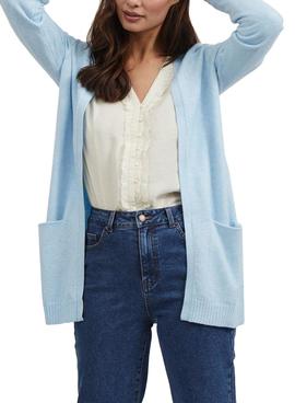 Cardigan Vila Viril Open Azul para Mujer