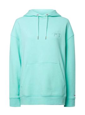 Sudadera Tommy Jeans Signature Verde para Mujer