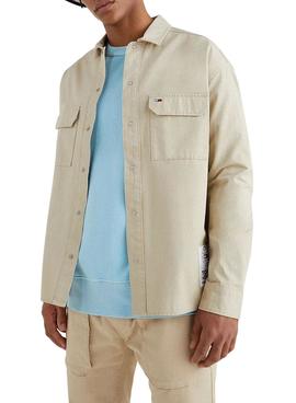 Sobrecamisa Tommy Jeans Soft Solid Beige Hombre
