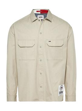Sobrecamisa Tommy Jeans Soft Solid Beige Hombre