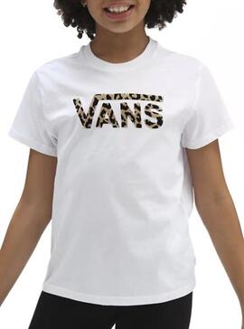 Camiseta Vans Leopard Flying Blanca para Niña