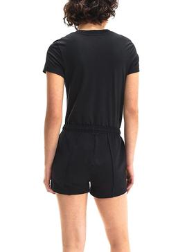 Camiseta Calvin Klein Monogram Slim Negra Mujer