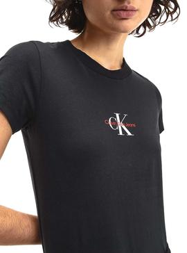Camiseta Calvin Klein Monogram Slim Negra Mujer