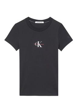 Camiseta Calvin Klein Monogram Slim Negra Mujer