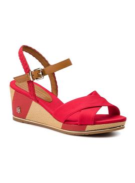 Sandalia Tommy Hilfiger Mid Wedge Rojo Mujer