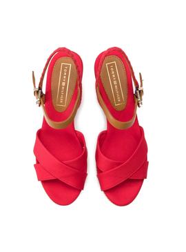 Sandalia Tommy Hilfiger Mid Wedge Rojo Mujer