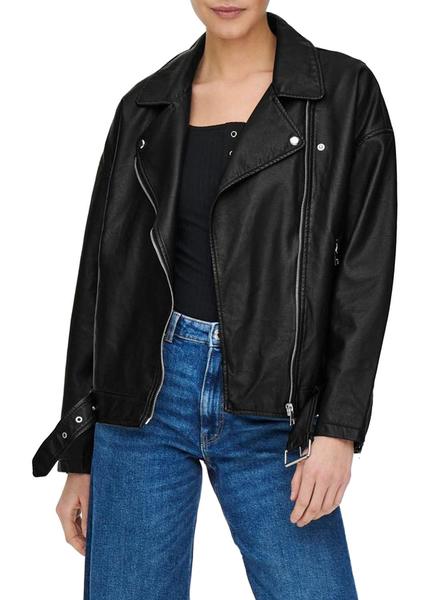 entregar estoy de acuerdo arquitecto Chaqueta Only Bella Biker Polipiel Negra Mujer