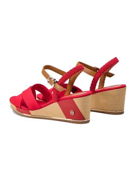 Sandalia Tommy Hilfiger Mid Wedge Rojo Mujer