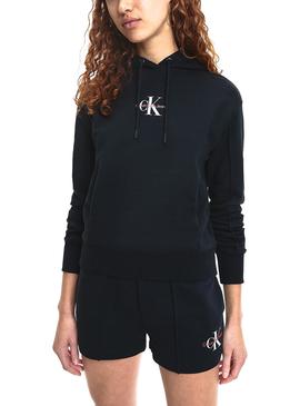 Sudadera Calvin Klein Monogram Logo Negra Mujer