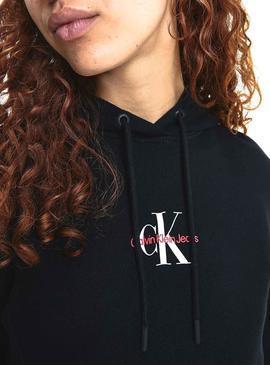 Sudadera Calvin Klein Monogram Logo Negra Mujer