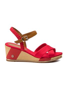 Sandalia Tommy Hilfiger Mid Wedge Rojo Mujer